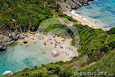 Porto Timoni, the most famous and beautifull beach in Corfu Stock Photo