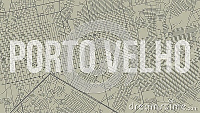 Porto Velho map city poster, horizontal background vector map with opacity title. Municipality area street map. Widescreen skyline Stock Photo