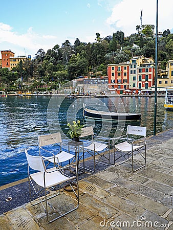 Portofino,Genoa,Italy on April3,2023:Beautiful view of Marina di Portofino Editorial Stock Photo