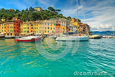 Portofino panorama,luxury harbor and colorful houses,Liguria,Italy,Europe Stock Photo