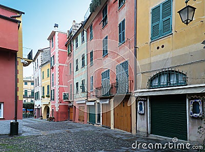 Portofino small houses with colorful facades Stock Photo