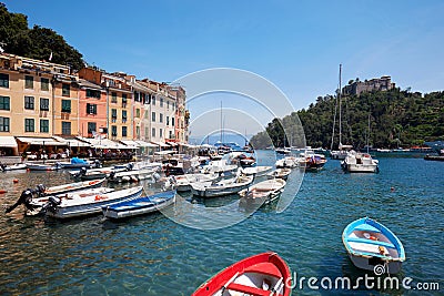 Portofino typical beautiful village with colorful houses Editorial Stock Photo
