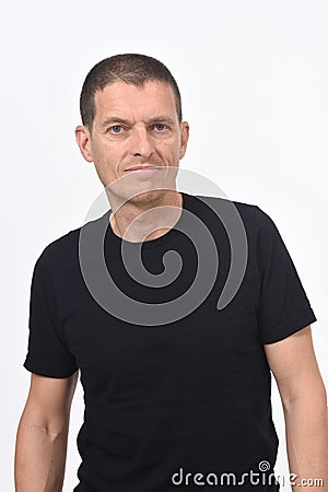 Portrai of a middle aged man on white Stock Photo