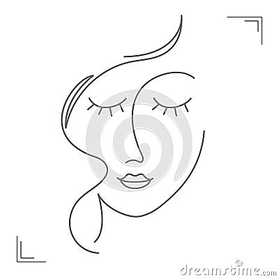 Portrait of an abstract woman thin line minimalist style Vector Illustration