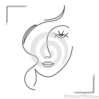 Portrait of an abstract woman thin line minimalist style Vector Illustration