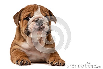 Cute puppy of English Bulldog isolated on white background Stock Photo