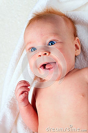 Portrait of adorable newborn baby Stock Photo