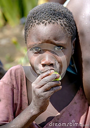 Portrait african girl of the Hadzabe tribe Editorial Stock Photo