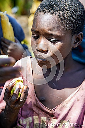 Portrait african girl of the Hadzabe tribe Editorial Stock Photo