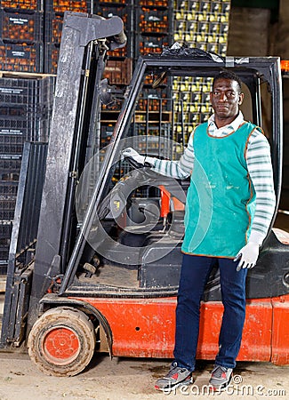 Portrait of afro warehouse worker Stock Photo