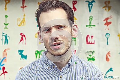 Portrait of a Aggravated Young Man Stock Photo