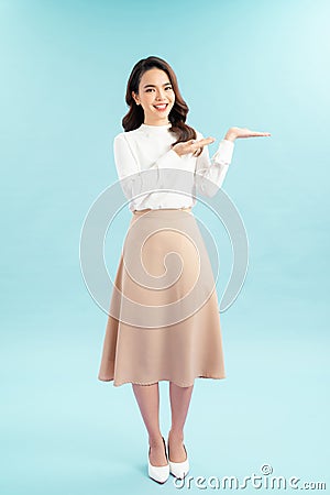 Portrait of aisan adult beautiful girl pointing Stock Photo