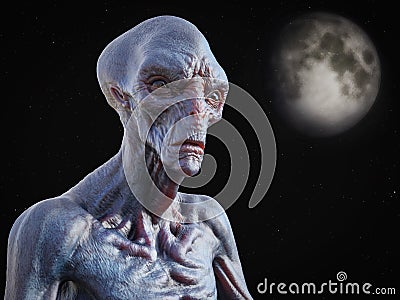 3D rendering of an alien creature in space Stock Photo
