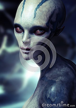 Portrait of a alien female . Stock Photo