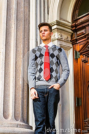 Portrait of American College Student in New York Stock Photo