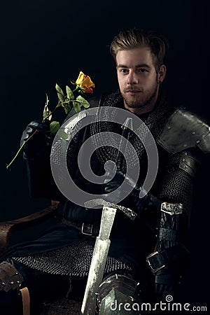 Portrait of ancient knight Stock Photo