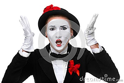 Portrait of the angry and resent mime Stock Photo