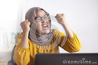 Angry Mad Stressed Muslim Businesswoman Stock Photo