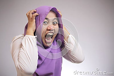 Angry Mad Stressed Muslim Businesswoman Stock Photo