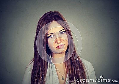 Portrait annoyed irritated young woman Stock Photo