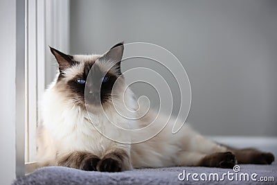 Chocolate Balinese Cat Stock Photo