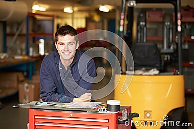 Portrait Of Apprentice Engineer In Factory Stock Photo