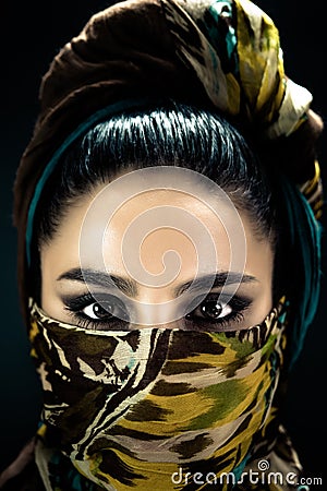Portrait of an Arab girl in a headscarf Stock Photo