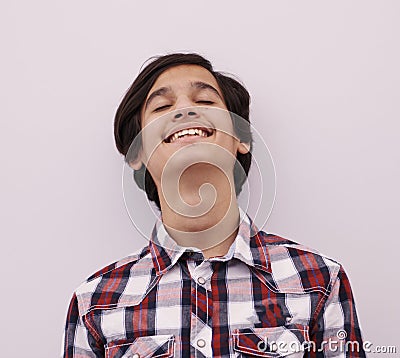 Portrait arab teenager on white background Stock Photo