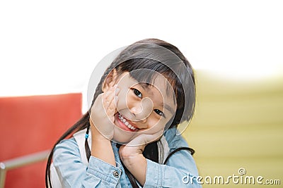 Portrait asia children feeling happy Stock Photo