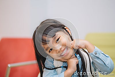 Portrait asia children feeling happy Stock Photo