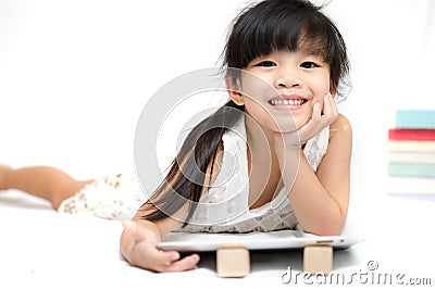 Portrait asia children feeling happy. Stock Photo