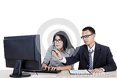 Businessman pointing some tasks for his employee Stock Photo