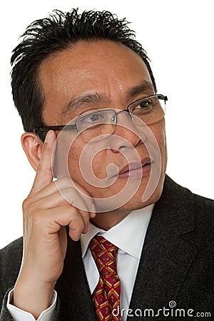 Portrait Asian businessman thinking Stock Photo