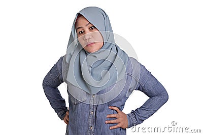 Muslim Woman Shows Upset Expression Stock Photo