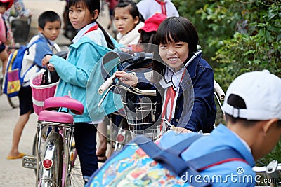 Portrait of Asian pupil after school Editorial Stock Photo