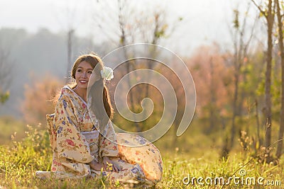 Portrait of asian traditional woman Stock Photo