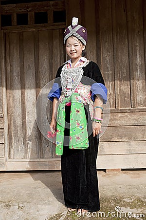 Portrait Asian woman Laos, Hmong Stock Photo