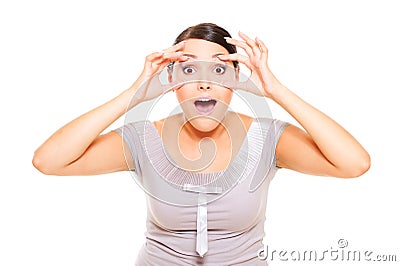 Portrait of astonishment woman Stock Photo