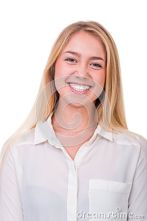 Portrait of attractive caucasian smiling woman Stock Photo
