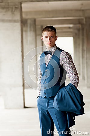 Portrait of attractive elegant man in suit. Stock Photo