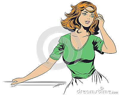 Portrait of attractive pensive girl. Stock illustration Vector Illustration