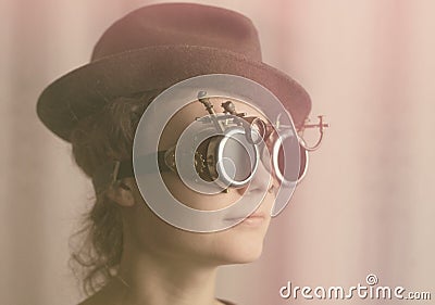 Portrait of attractive steampunk girl Stock Photo