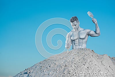 Portrait of attractive young man with silver skin. Stock Photo