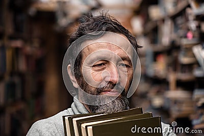 Portrait of authentic old man with beard and good eyes Stock Photo