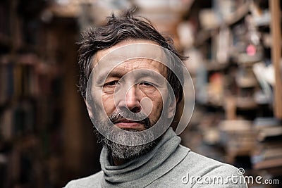 Portrait of authentic old man with beard and good eyes Stock Photo