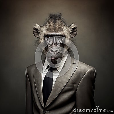Portrait of a baboon dressed in a formal business suit Stock Photo