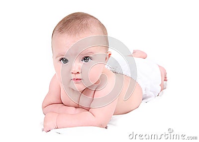 Portrait of baby lying prone Stock Photo