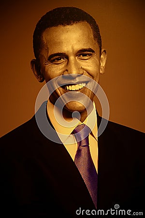 Portrait of barrack obama on display at madame tussauds, hong kong Editorial Stock Photo