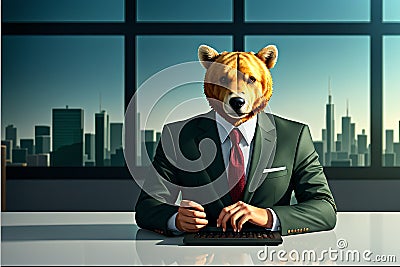 Portrait of bear like business worker Stock Photo