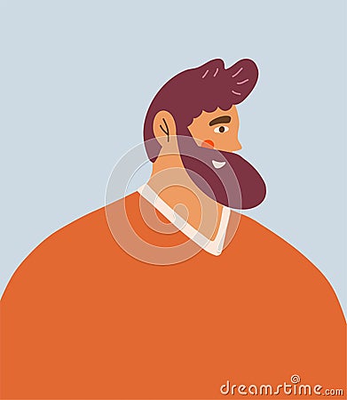 Portrait of a bearded happy man in modern trendy outfits. Cartoon vector illustration. Vector Illustration